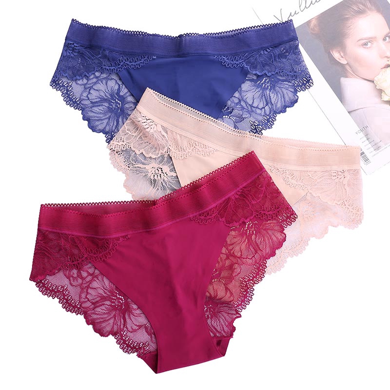Quần lót lụa lạnh xuyên thấu mềm mại giấu đường may gợi cảm lưng vừa cho nữ size S-XL