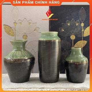 [LOẠI 1] Lọ hoa gốm Bát Tràng cao cấp 30 cm - Bình hoa decor trang trí cỡ vừa - Men mộc