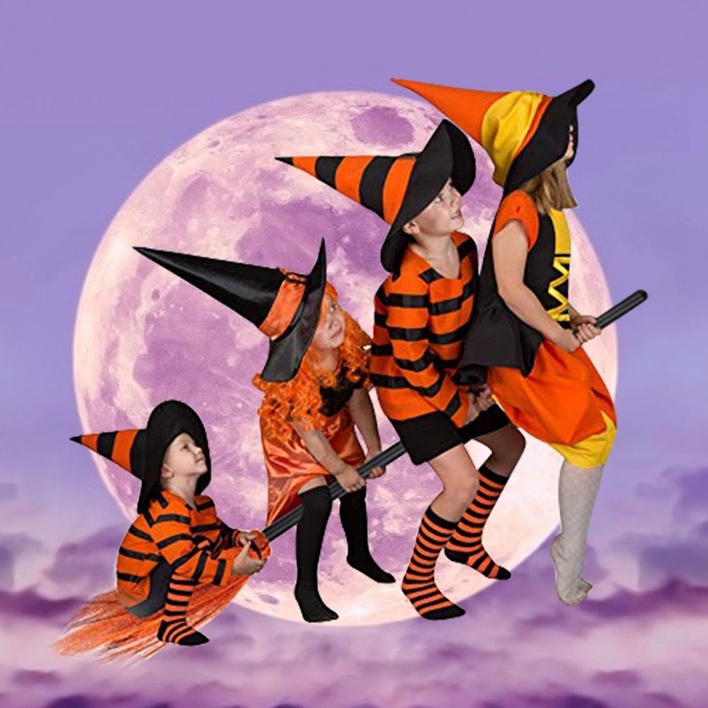 Chổi phù thủy bằng nhựa nhiều màu hóa trang halloween