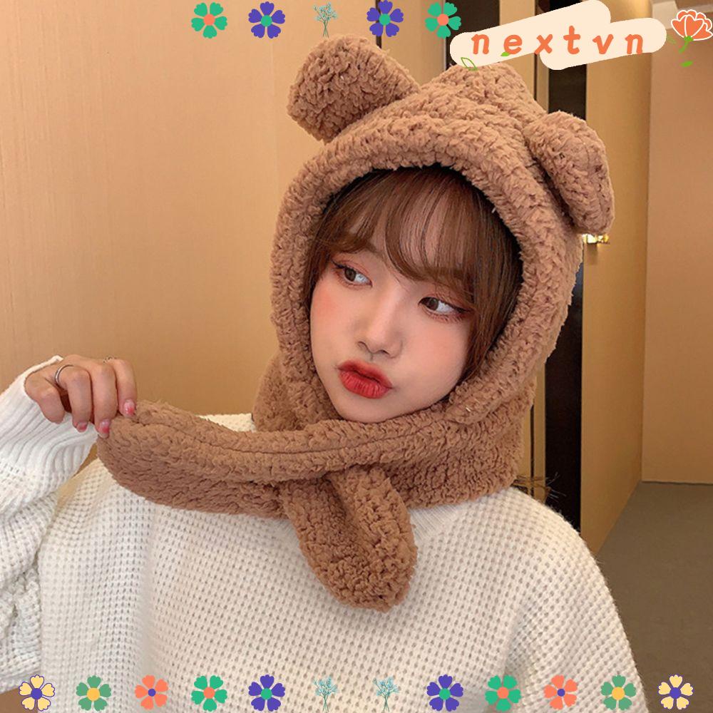 Mũ Trùm Đầu Che Tai Giữ Ấm Mùa Đông Bằng Vải Bông Nhiều Màu Thời Trang Cho Nữ