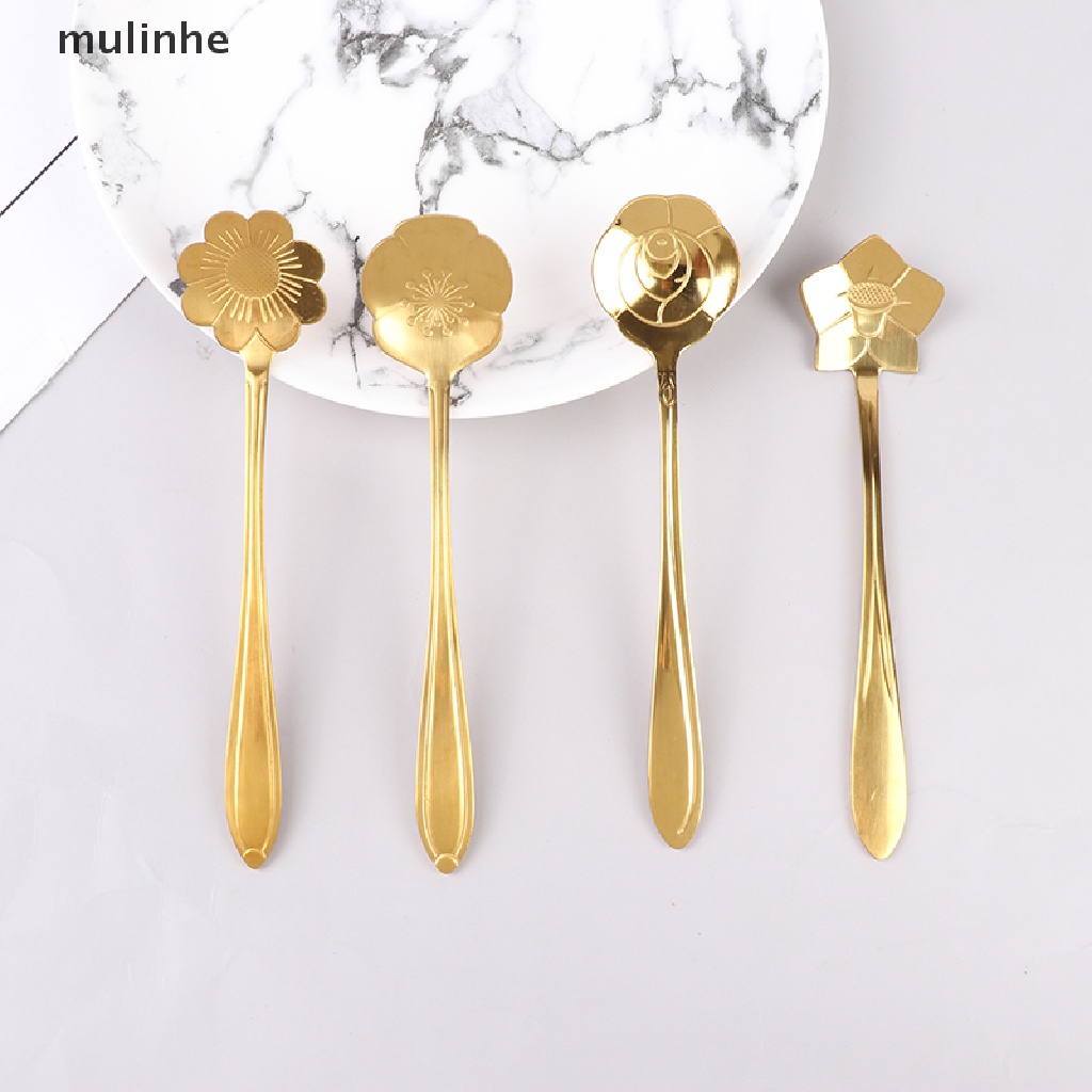 Muỗng Cà Phê Bằng Thép Không Gỉ Hình Hoa Cổ Điển