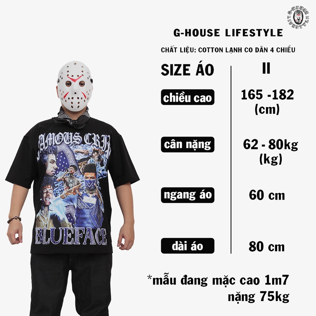 Áo Thun Rapper Blueface Oversize Phong Cách Hiphop Unisex G-House Lifestyle | BigBuy360 - bigbuy360.vn