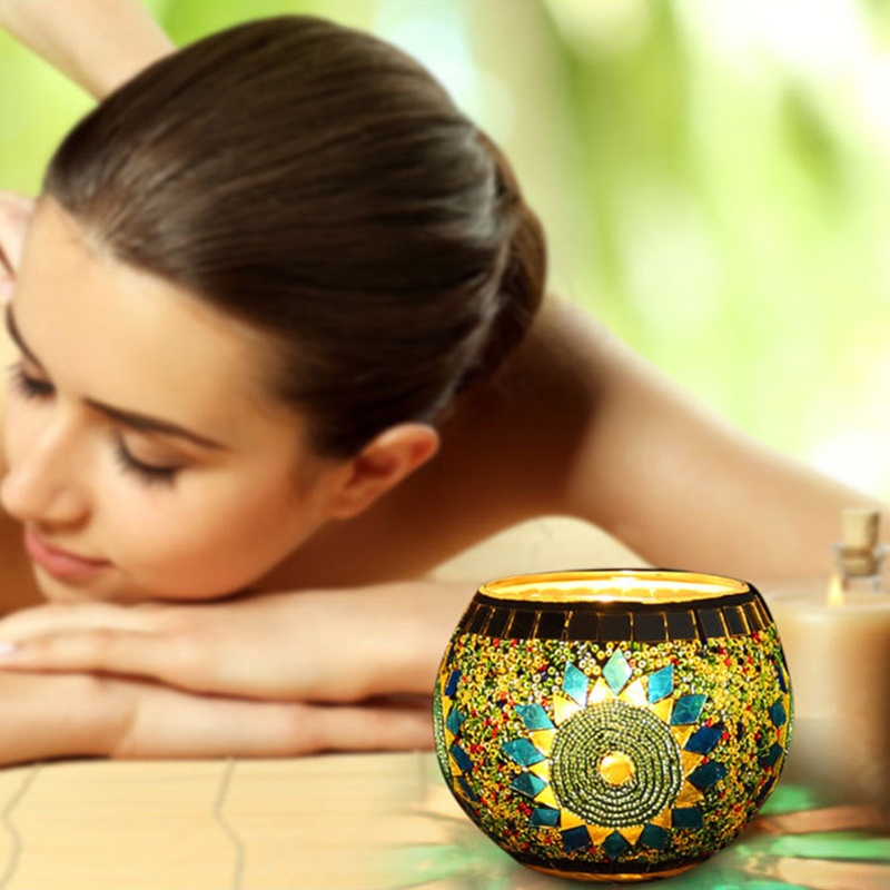 Giá Đỡ Nến Bằng Thủy Tinh Hình Hoa Hướng Dương Nhiều Màu Phong Cách Châu Âu Cổ Điển