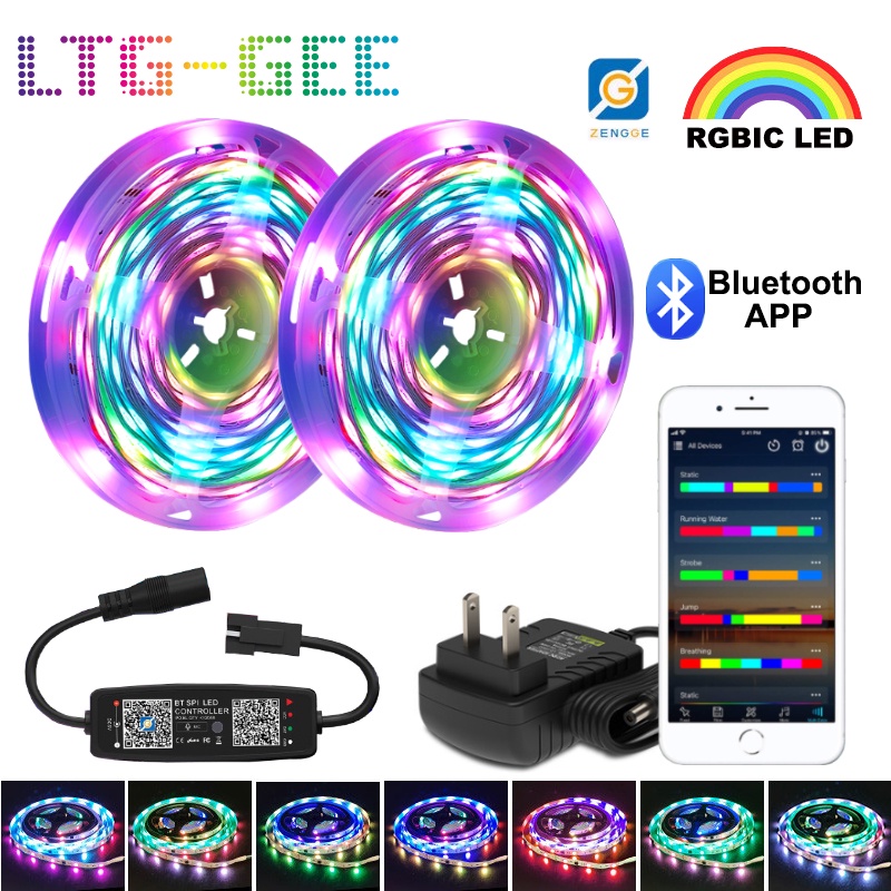LTG-GEE Chế độ cầu vồng Dải LED RGBIC RGB Sao băng Hình dòng nước chảy Ws2811 Bluetooth APP Đồng bộ hóa âm nhạc