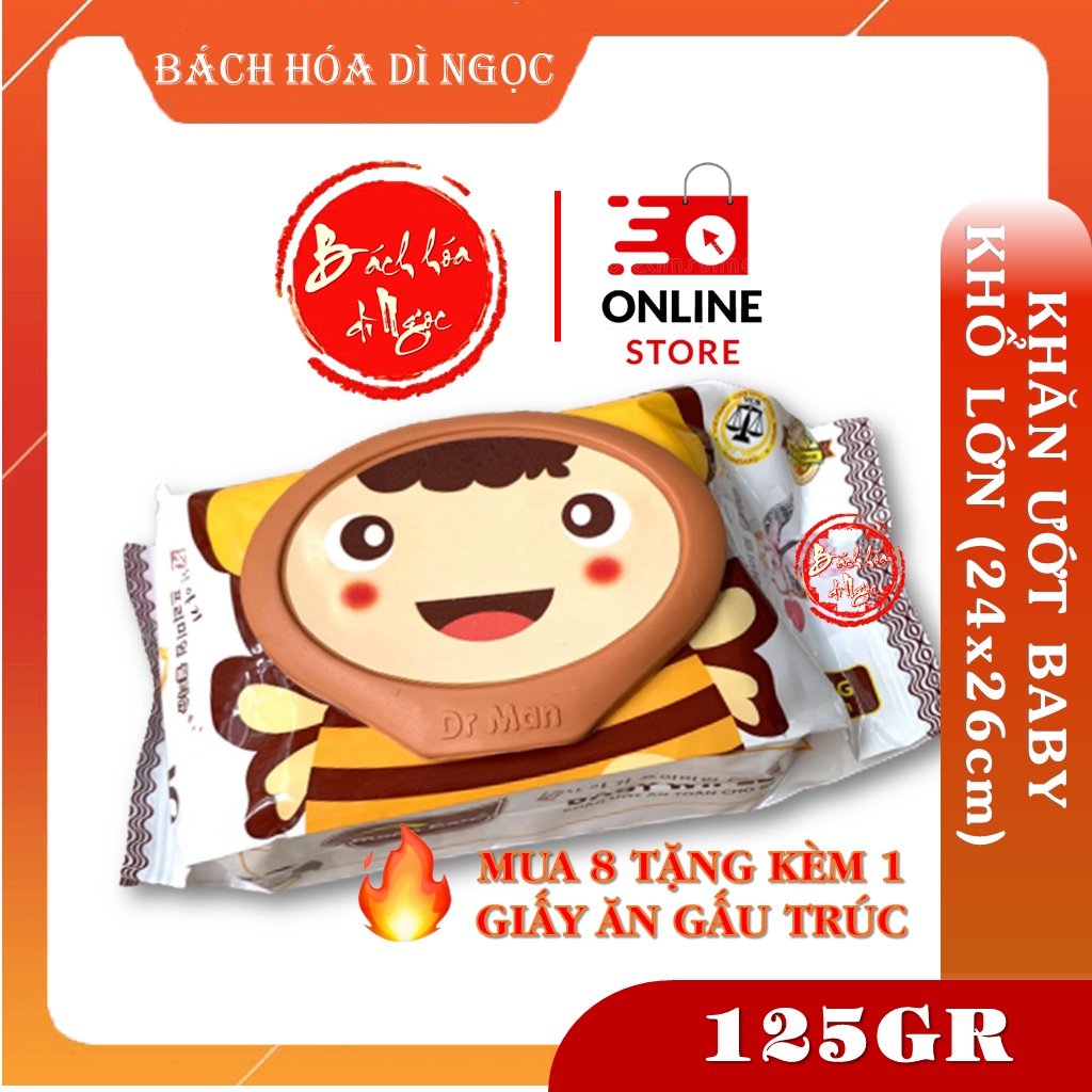 [COMBO] KHUYẾN MÃI 8 gói khăn giấy ướt Baby Wipes Moon Care 750gr (loại dày 24 x 26cm) &amp; 1 xà bông gạo Jam