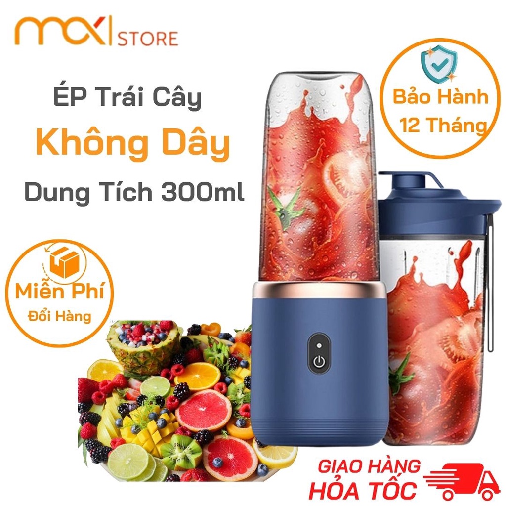 Máy Xay Sinh Tố Cầm Tay Mini Sạc Pin Tích Điện Tiện Lợi, Máy Xay Hoa Quả Đa Năng Cầm Tay Công Suất Cao