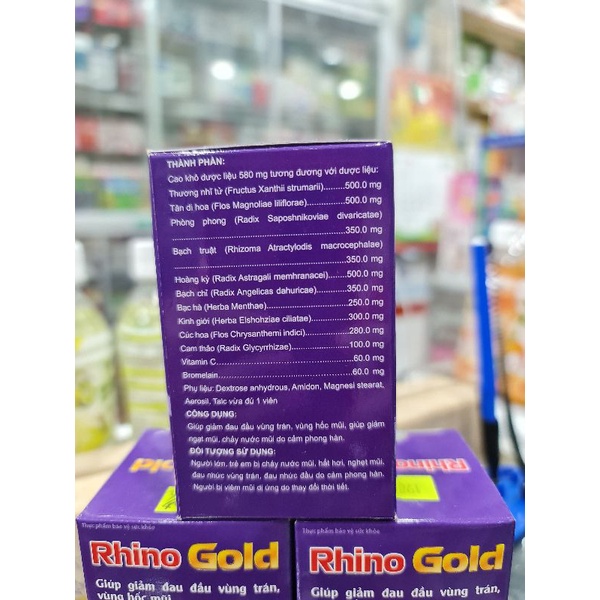 Viên uống giảm viêm xoang ngạt mũi Rhino gold max⚡Tặng quà⚡Hộp 30 viên giảm ngạt mũi chảy nước mũi đau đầu vùng trán