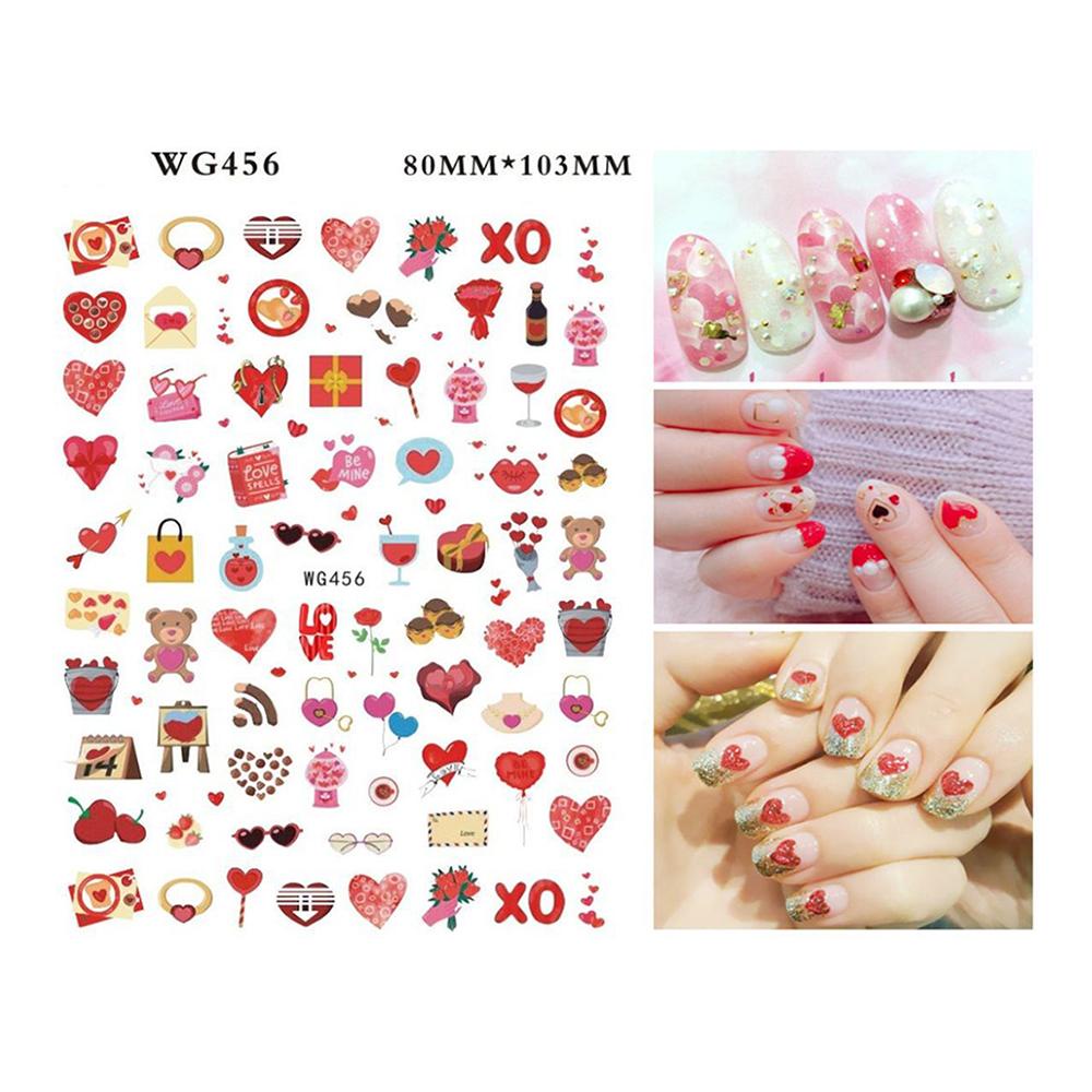 Miếng Dán Móng Tay 3D Tự Dính Họa Tiết Trái Tim Màu Sắc Đẹp Mắt Dùng Làm Quà Valentine