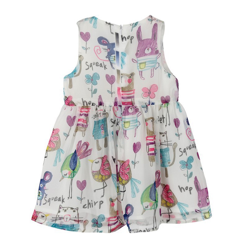 Đầm sát nách in họa tiết thời trang mùa hè cho bé gái