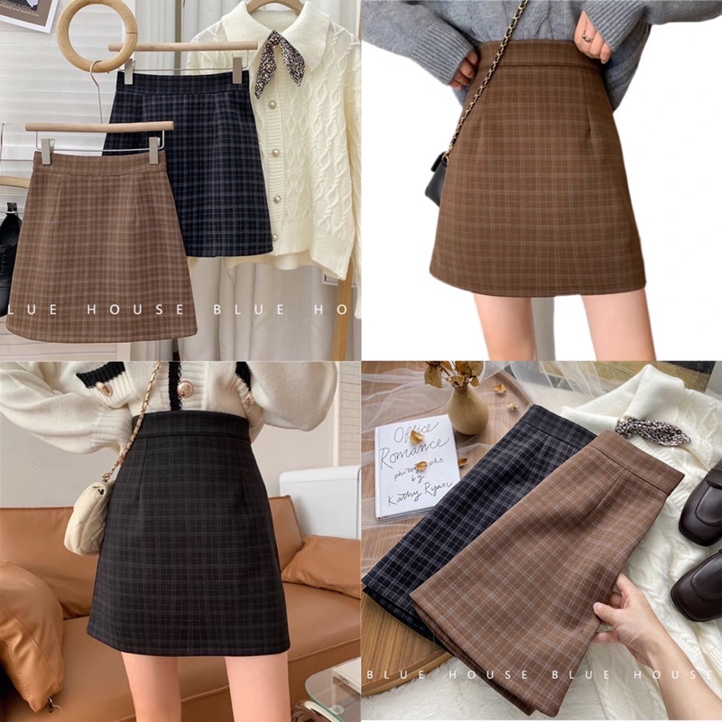 [Ảnh thật/Video]CHÂN VÁY Peony DẠ KẺ DÁNG NGĂN BASIC HÀN QUỐC CHÂN VÁY KẺ ULZZANG DỄ PHỐI ĐỒ