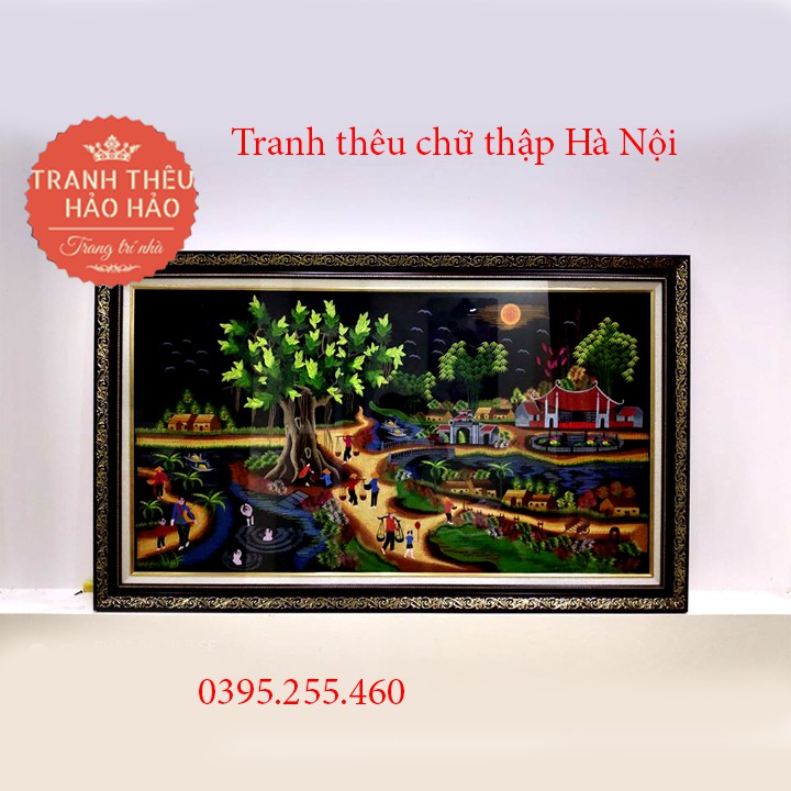 Tranh thêu Phòng cảnh đồng quê thêu sẵn 140x80cm