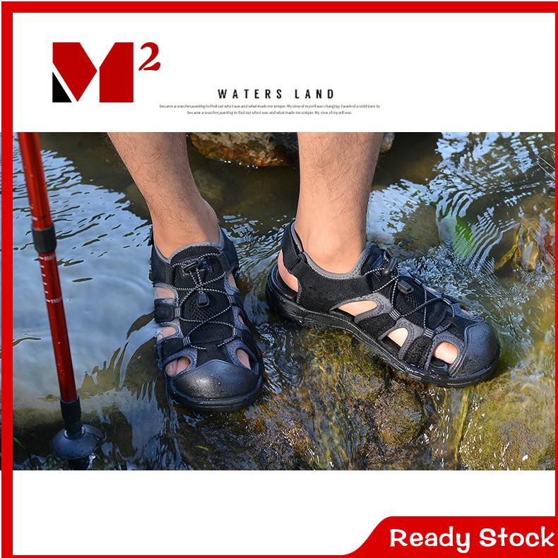 Xăng đan da bò đế mềm chống trượt thời trang đi biển mùa hè cho nam