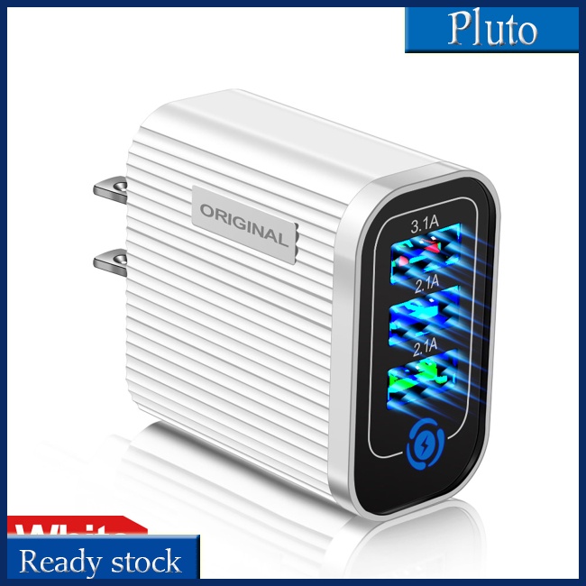 Mới Củ Sạc Nhanh 3 Cổng Usb 5V / 3A Có Đèn Led