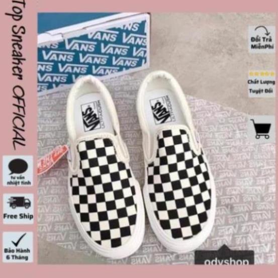 Giày Vans Vault Old Skool Nam Nữ Cổ Thấp, Giày Vans Caro Đen Trắng Full Box Bill