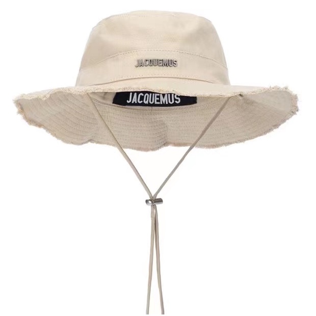 Niche Hyuna Mũ Bucket Cột Dây Bằng Vải Bạt Nhãn Kim Loại Phong Cách jacquemus