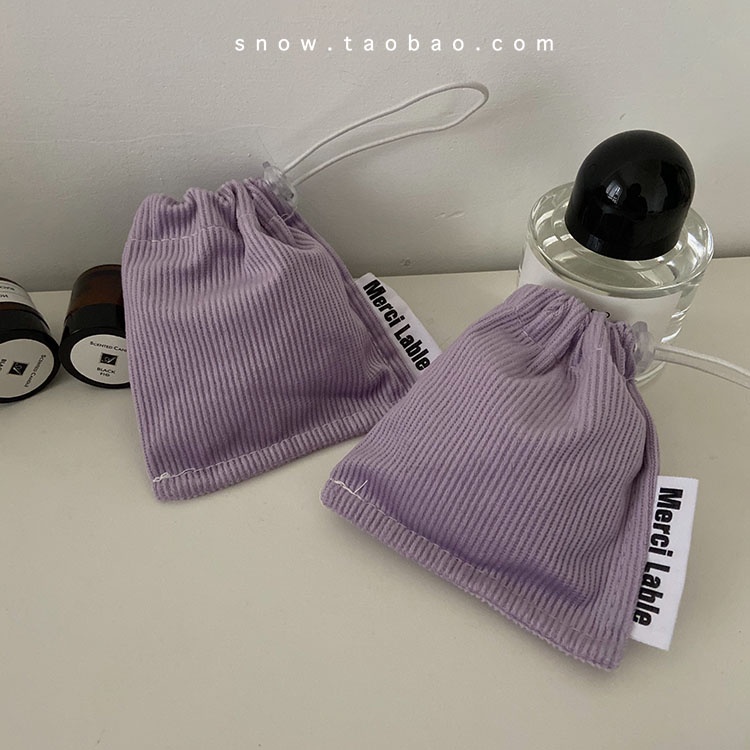 Túi Dây Rút Đựng Tai Nghe/Tiền Xu/Tai Nghe Màu Tím Dễ Thương Phong Cách Hàn Quốc