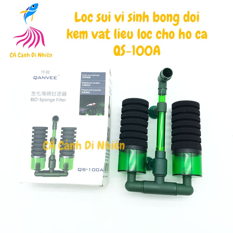 Lọc sủi vi sinh QS100A bio kèm ngăn lọc QUANVEE QS-100A cho hồ cá