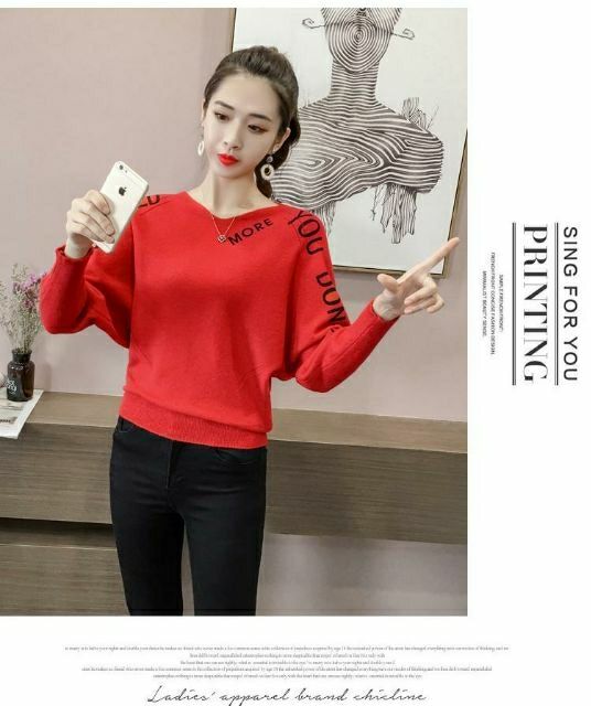 Hàng nhập - Áo len nữ cánh dơi bo viền