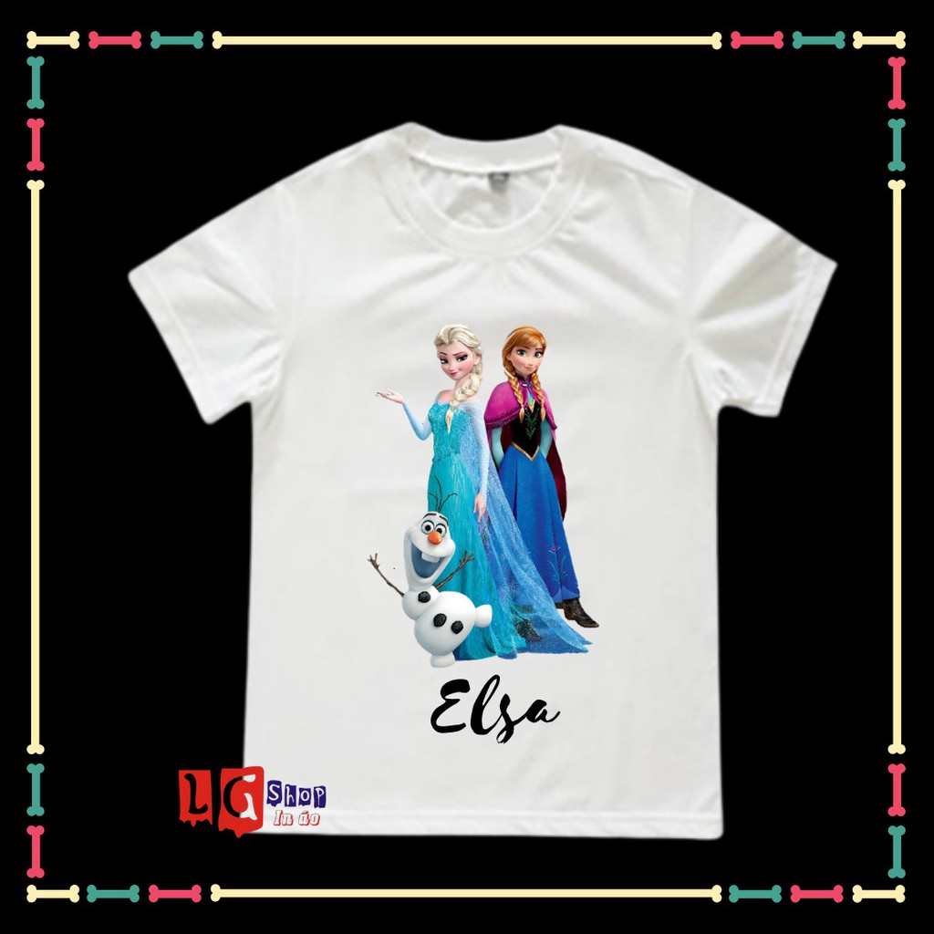 Áo thun bé gái in hình công chúa Elsa