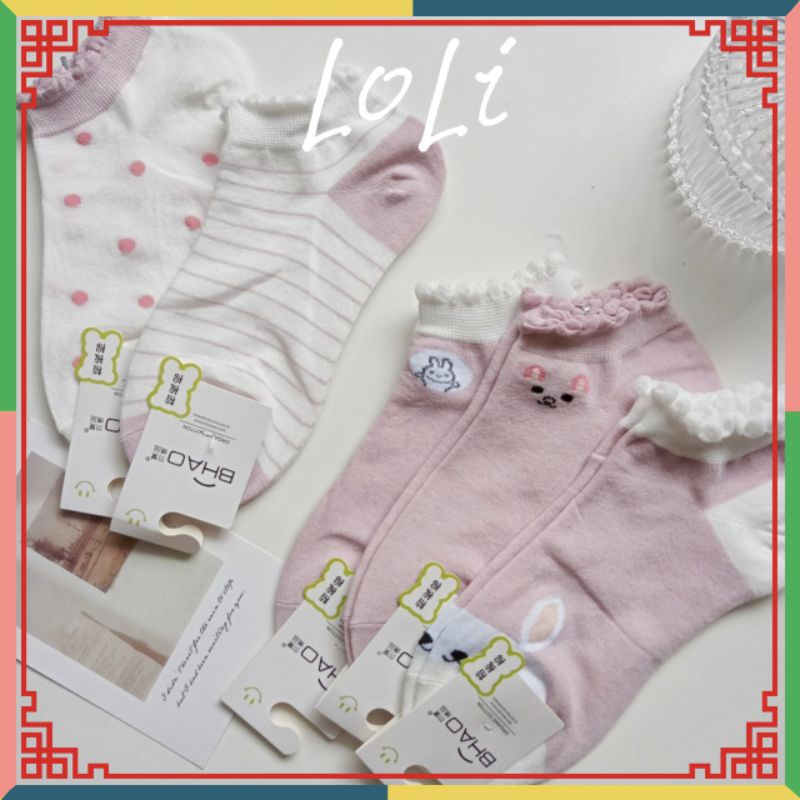 Tất Vớ Nữ Cổ Ngắn In Hình Dễ Thương Phong Cách Hàn Quốc Cho Nữ (TN034)