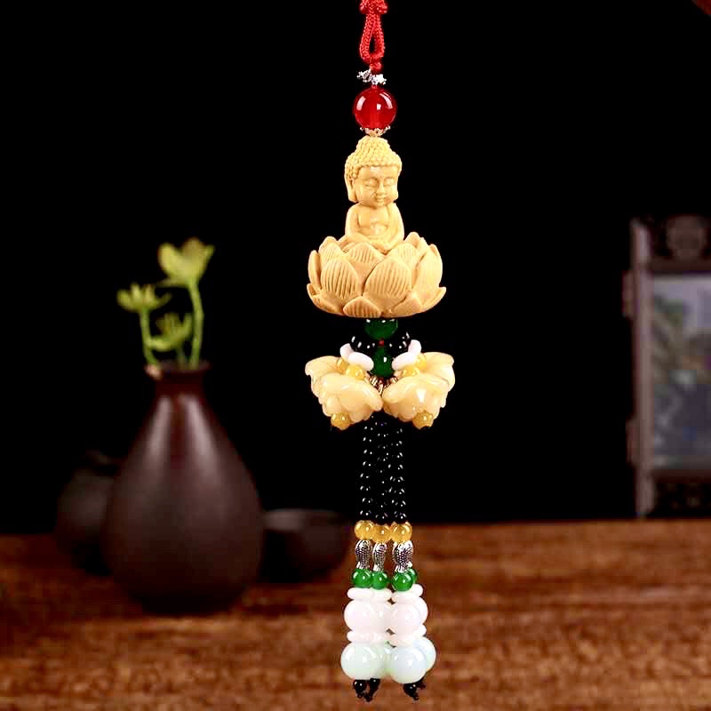 Móc khóa treo gỗ hình phật mang lại may mắn và bình an,Móc gắn chìa khóa bằng gỗ khắc hình tượng Phật