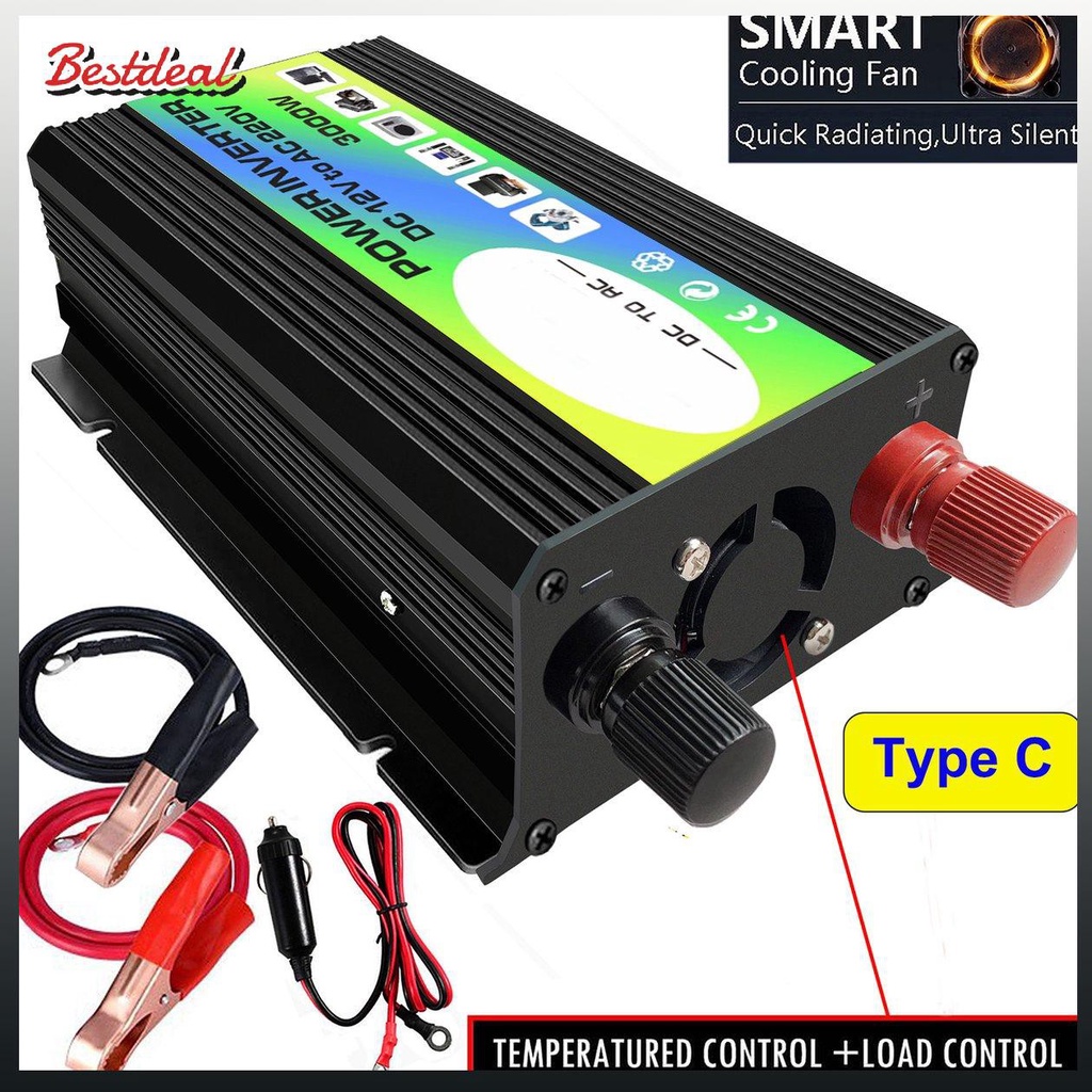 Bộ Chuyển Đổi Nguồn Điện 3000w 12v Sang 220v / 110v Hai Cổng Usb Cho Xe Hơi