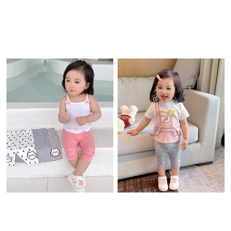 [Babycat] Hàng Có Sẵn Quần Legging Ngắn Cơ Bản Phong Cách Nhật Bản Hàn Quốc Ngọt Ngào Thời Trang Mùa Hè 2022 Mới Dành Cho Bé Gái