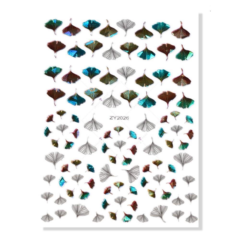MOCHO Miếng Dán Trang Trí Móng Tay 3D Hình Cỏ Bốn Lá Ginkgo