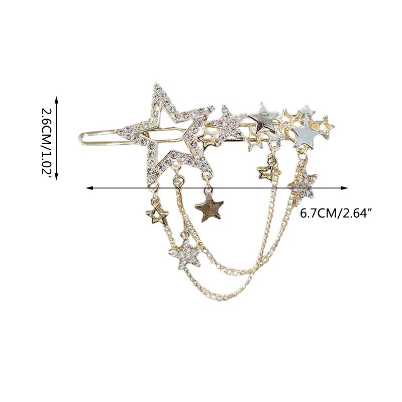 Kẹp Tóc Chống Trượt Hình Ngôi Sao Lớn Đính Tua Rua Trang Nhã