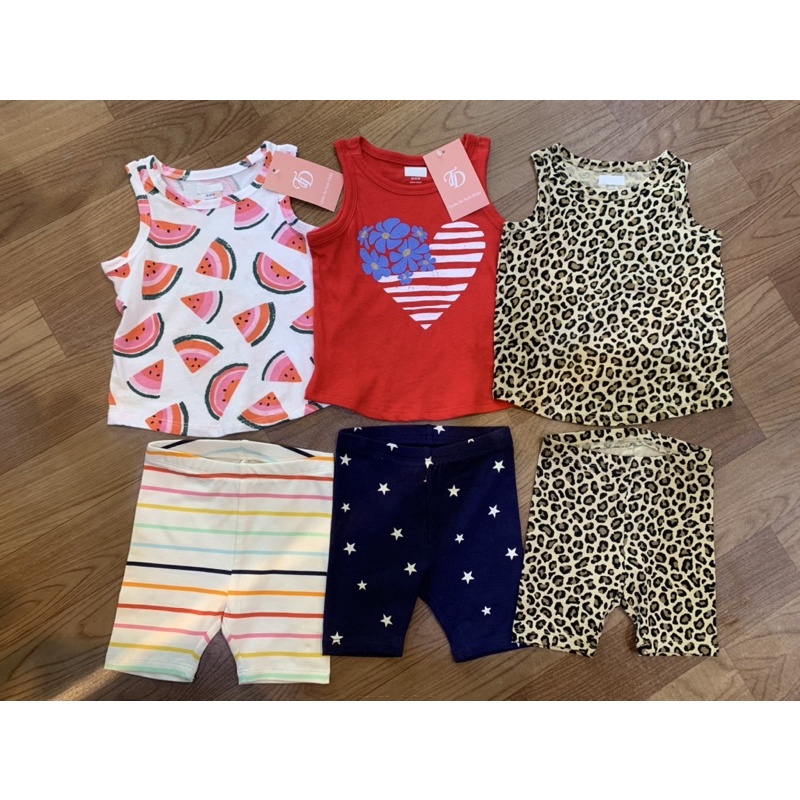 Bộ quần legging, áo sát nách bé gái nhí, chất cotton, ba màu