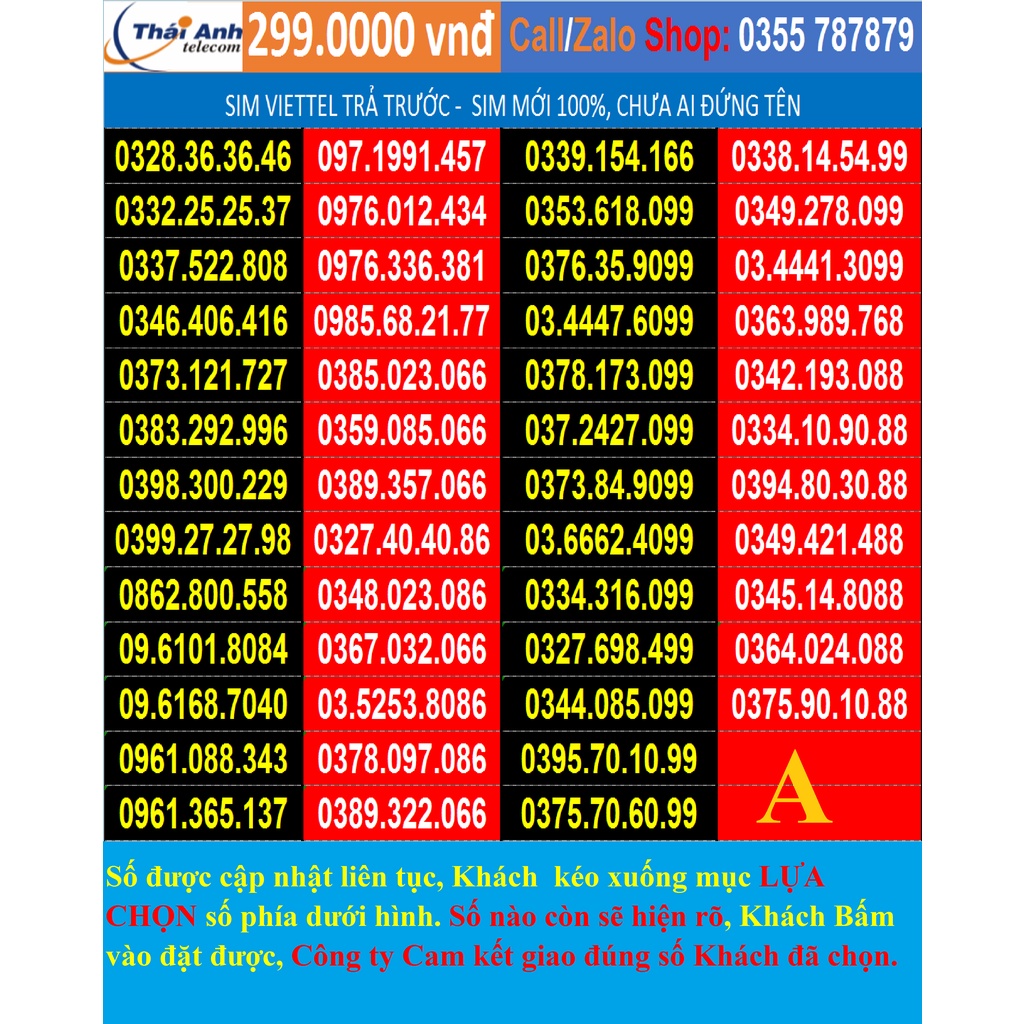 Viettel 09 đẹp - Chọn số - Sim Trả TRước, 4G, nghe gọi, Toàn quốc, Sim có những gói cước 4g hấp dẫn giá 299.000đ