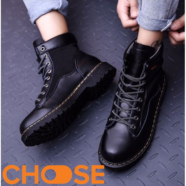 Giày Nam Boot Nam Cổ Cao Choose Màu Trơn Bụi Bặm G2616