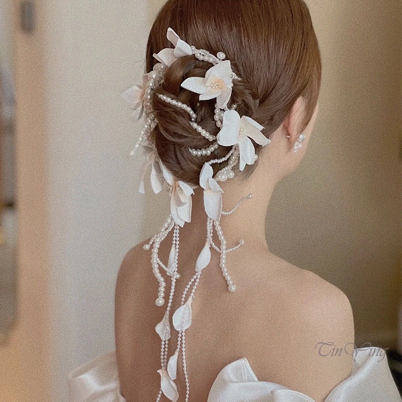 GETNOIVAS Phụ Kiện Dây Ngọc Trai Làm Băng Đô Cài Tóc Thời Trang Cho Nữ