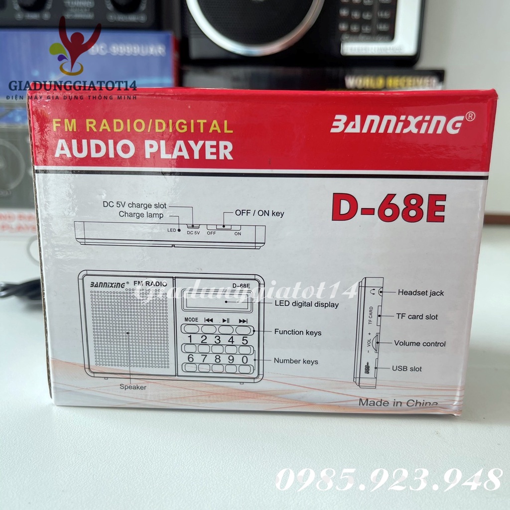 Máy nghe nhạc Loa Bannixing D68E Thẻ nhớ đt - Đài Fm - Usb Tiếng to hay bắt sóng khỏe -Bảo hành 6 tháng