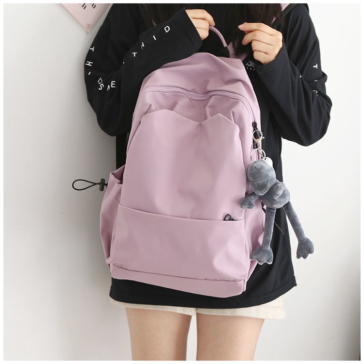 Backpack Korean ins simple solid color schoolbag student large capacity Japanese backpack waterproof
