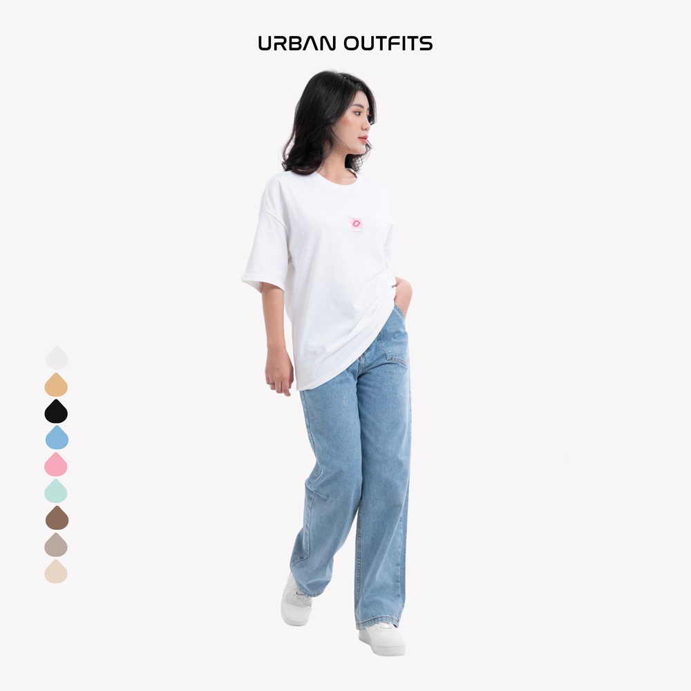 Quần Baggy Jean Nữ URBAN OUTFITS Dáng Regular Chất Vải Denim Wash Kỹ Không Loang Màu QJR101 Eo 62-73