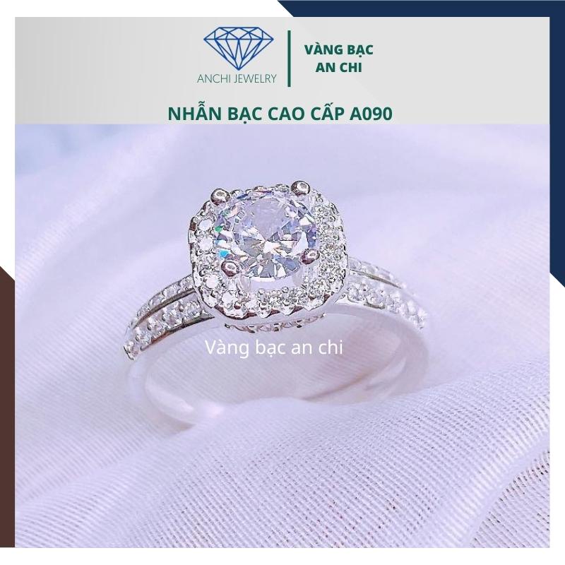 Nhẫn nữ mặt hoa sen đá , chuẩn bạc ý 925 cao cấp bóng đẹp - Anchi Jewelry