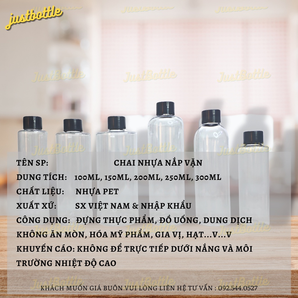 Chai Nhựa Pet 100Ml 150Ml 200Ml 250Ml 300Ml 🆘 Sỉ Từ 50Pcs🆘 Lọ Chiết Mỹ Phẩm Nắp Vặn Nhựa Giá Rẻ