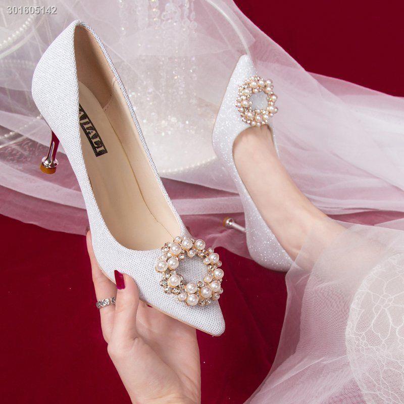 Wedding shoes women 2021 new bride wedding shoes sequins dress high heels stiletto bridesmaid wedding shoes crystal shoes