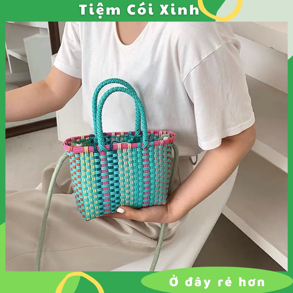 Túi Cói Đan Lát Chất Liệu PVC Bền Bỉ