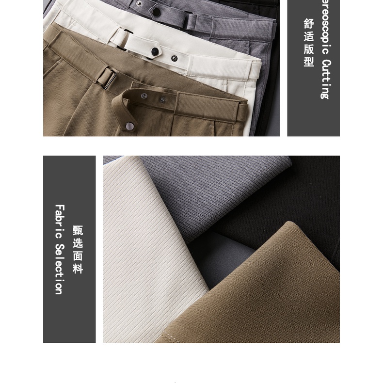 Quần tây nam Hàn Quốc cạp cao dáng baggy Sidetab,Quần âu nam công sở vải tuyết mưa dày dặn không nhăn QAK