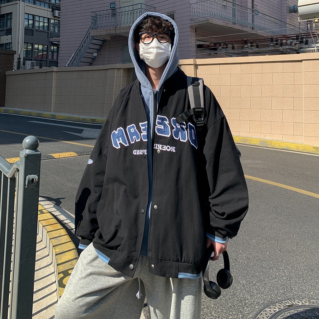 Áo khoác hoodie giả hai lớp phong cách harajuku hàn quốc dễ phối đồ dành cho nam TF1