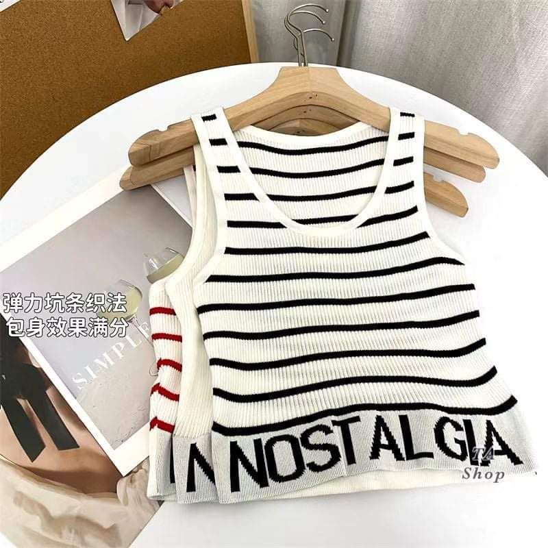 Áo len ba lỗ croptop chữ gấu hàng QC