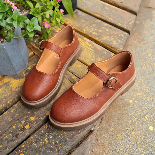 <SẴN 39 NÂU> GIÀY ULZZANG VINTAGE MARY JANE DA MỀM | BigBuy360 - bigbuy360.vn