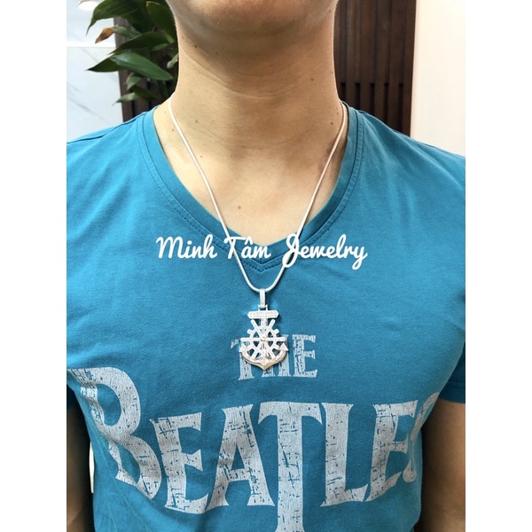 Mặt dây chuyền nam bạc ta hình mỏ neo nạm đá-Minh Tâm Jewelry