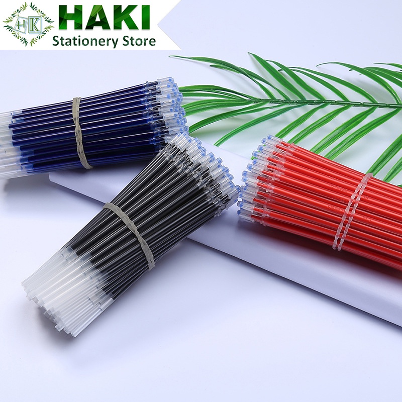 Ngòi bút bi mực gel 0.5mm HAKI túi 20 ruột bút màu đen đỏ xanh giá rẻ