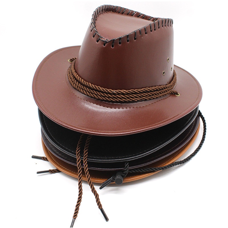 Mũ Cao Bồi Chống Gió Vành Rộng Có Dây Buộc Phong Cách Cao Bồi Phương Tây Tinh Tế ONERI Cho Unisex