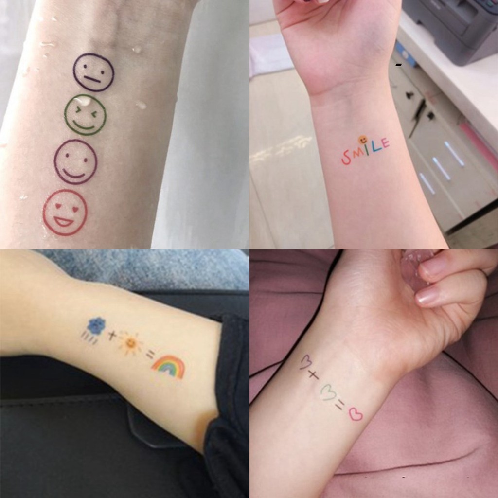 Combo 30 Tấm Hình Xăm Dán Mini Emoji Cảm Xúc - Flash Tattoo Phong Cách Hàn Quốc Cực Cá Tính