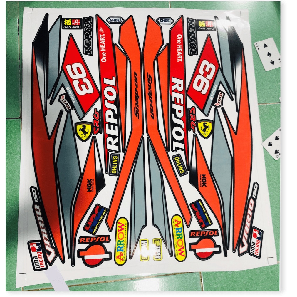 ( Quí khách vui lòng mang ra tiệm cho thợ dán ) Tem vario 150 repsol đen