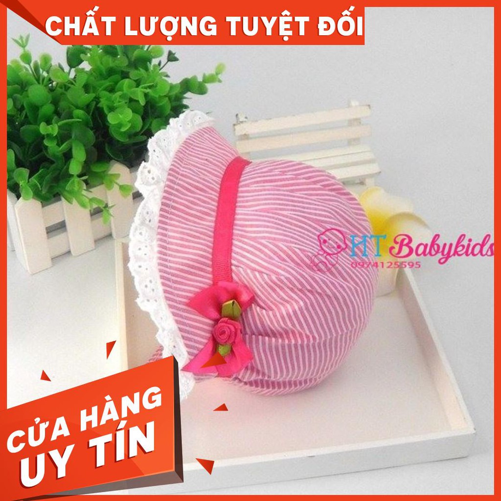Nón Bèo Cho Bé Gái Sơ Sinh Kiểu Sọc Viền Nơ [ CỦA HÀNG UY TÍN ]